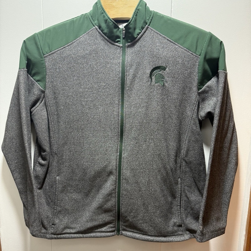 Champion Michigan‎ State Spartans MSU Men's Gray Green Full Zip Jacket Size XL
